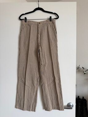 Billabong Beige and Black Wide Leg Check Pants